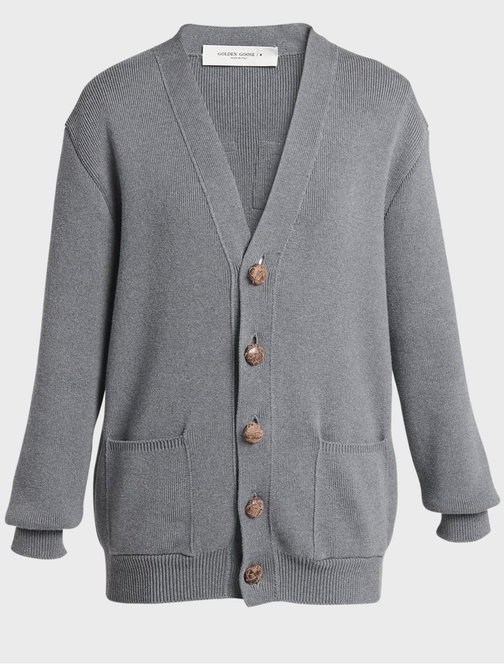 Golden Goose Melange Gray Cotton Cardigan with logo